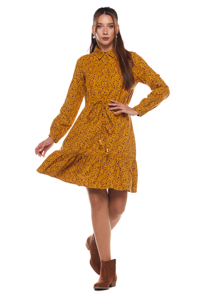 Mustard Crispy Pattern Dress