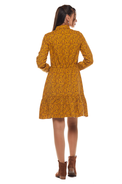 Mustard Crispy Pattern Dress