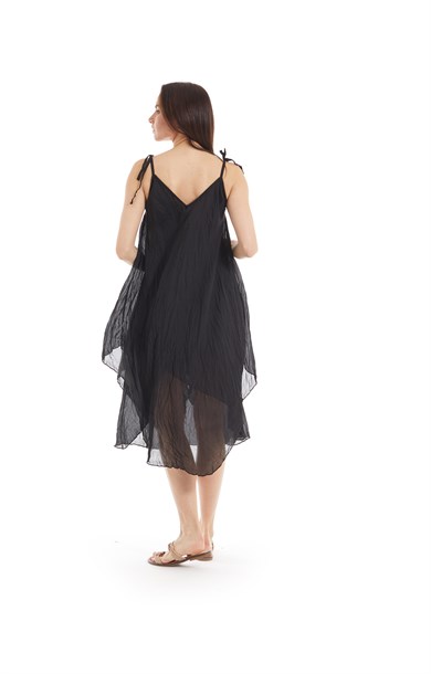 Şile Bezi Siyah Düz Desen  Vual Elbise 